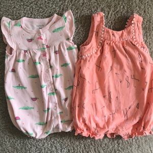 6M Carter’s baby girl animal print rompers!